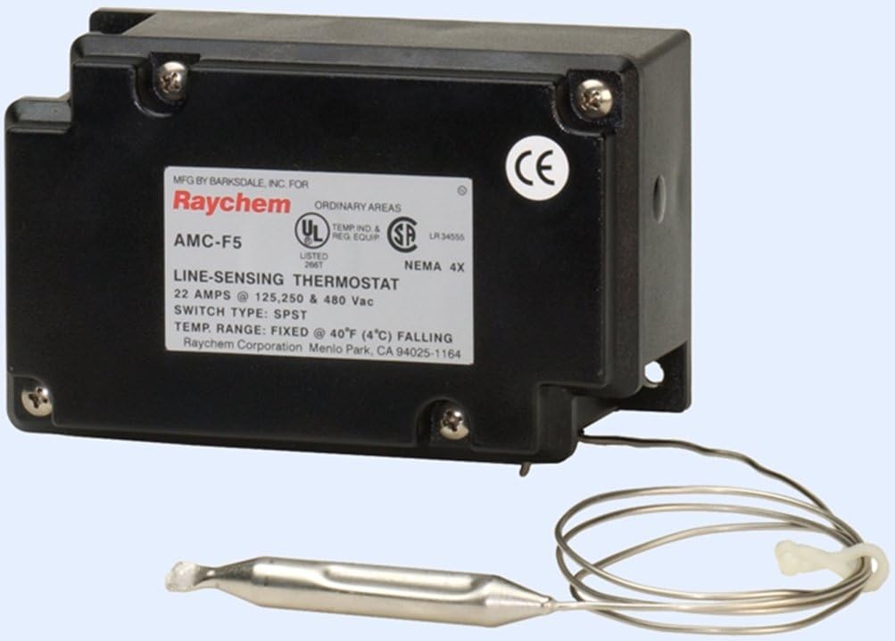 AMC-F5 Fixed Set Point Thermostat For Pipe Heat Trace Cable. 40F Fixed Set Point. 22 Amp at 125/25/480 VAC