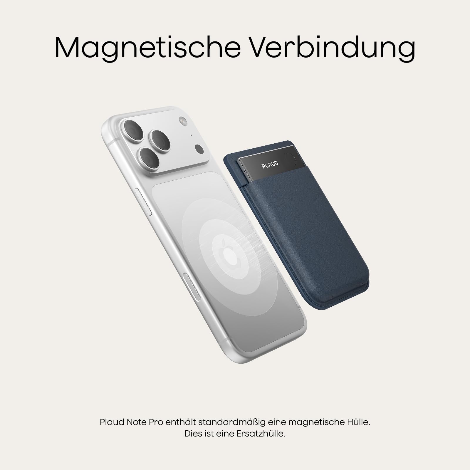 Plaud Note Pro und Magnetische Hülle im Bundle (Dunkelblau), KI Digitales Diktiergerät App-Steuerung, KI-Notizgerät, KI-Transkription & Zusammenfassung, 112 Sprachen, 64GB Speicher, Audiorekorder