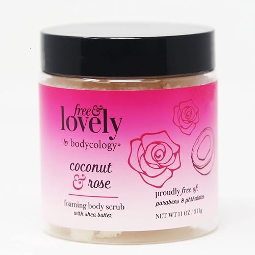 bodycology Free & Lovely Exfoliante espumoso de coco y rosa, 10.5 onzas líquidas, paquete de 1
