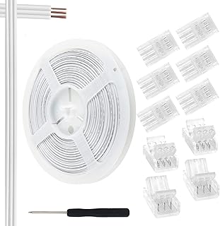 RGBZONE 32.8ft 3Pin LED Extension Cable Wire and 10Pcs 3Pin LED Strip Connectors Strip to Wire Quick Connection for 10mm Wide Waterproof or Non-Waterproof WS2811 WS2812B LED Strip Light