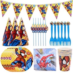 Party Supplies Set Tomicy Verjaardag Party Servies Kit 29 STKS Herbruikbare Borden Cups Servetten Banner voor Kids…