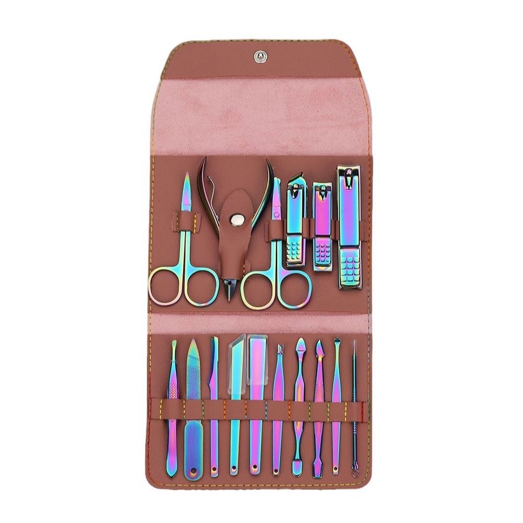 Fantasy-farbenes 16-teiliges Nagelscheren-Set – Maniküre-Werkzeuge für zu Hause, geeignet für Reisen und als tragbares Beauty-Set