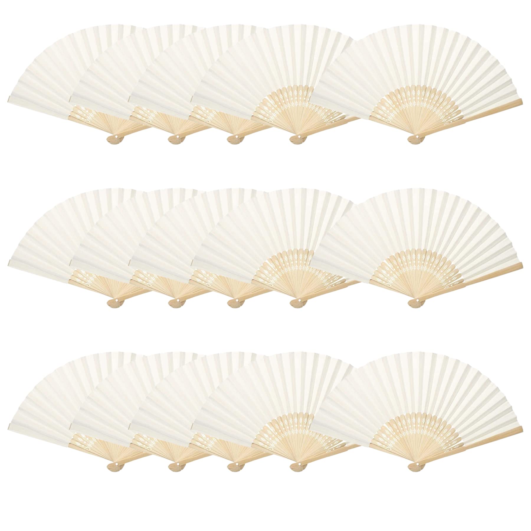Woohome 15 PCS Hand Fan Foldable Paper Fan for Dancing, Part, Picnic, Wedding Party Gift, Guest Favour Wedding Decoration (White)