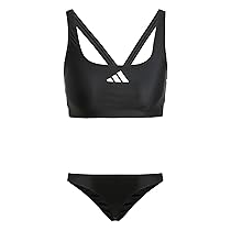 Adidas Donna 3 Stripes V-Back Bikini, Black, White, 46
