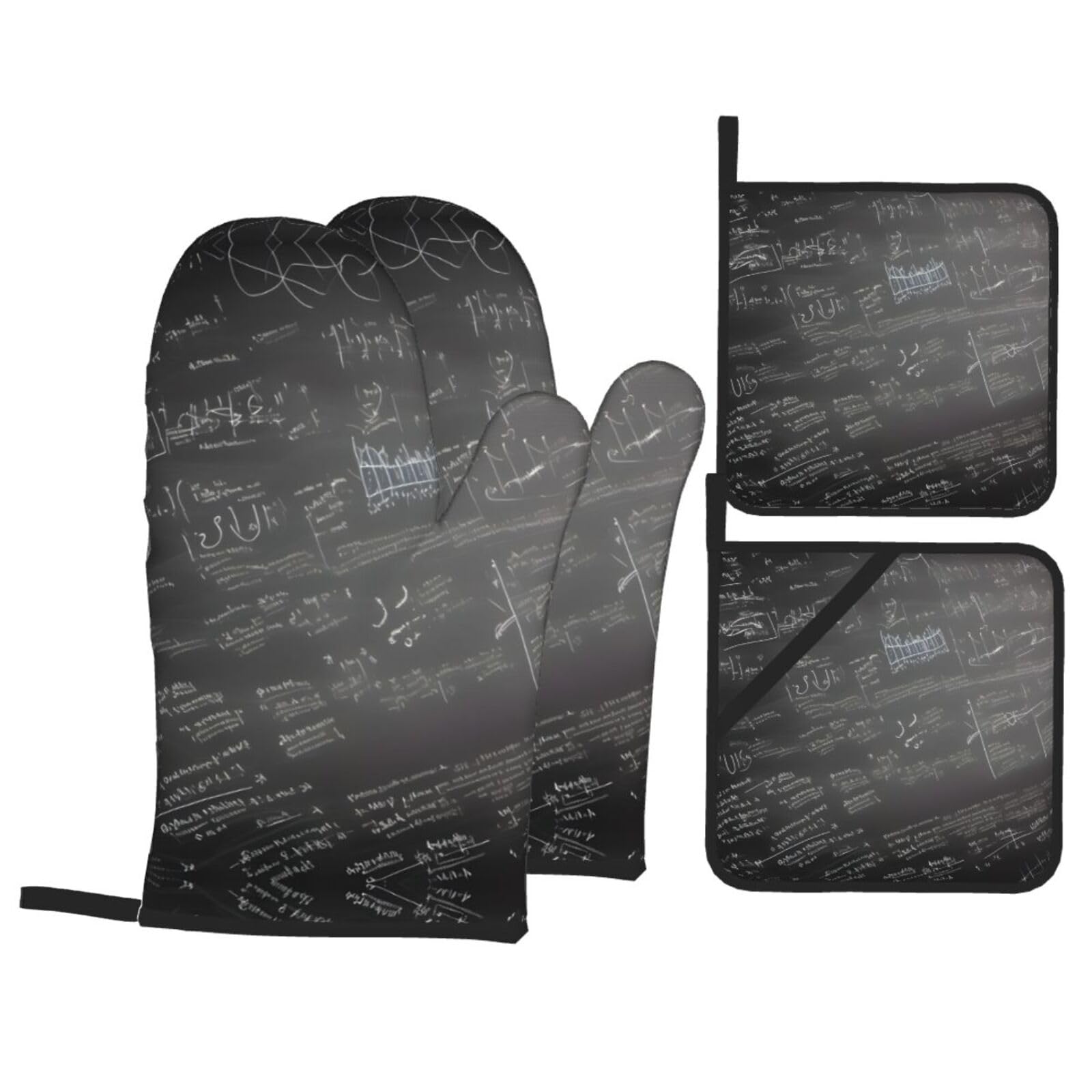 math symbols pattern Print Stylish 4-Piece Microwaving Oven Waterproof Kitchen Gloves Baking Holiday Cooking