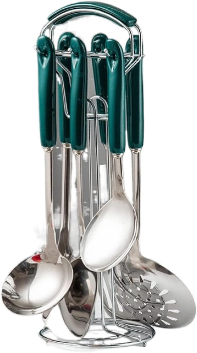 HTTGDGDH Kitchen Utensils Set, Cooking Utensils Set 7Pcs Cookware Kitchenware Stainless Steel Ceramic Handle,4