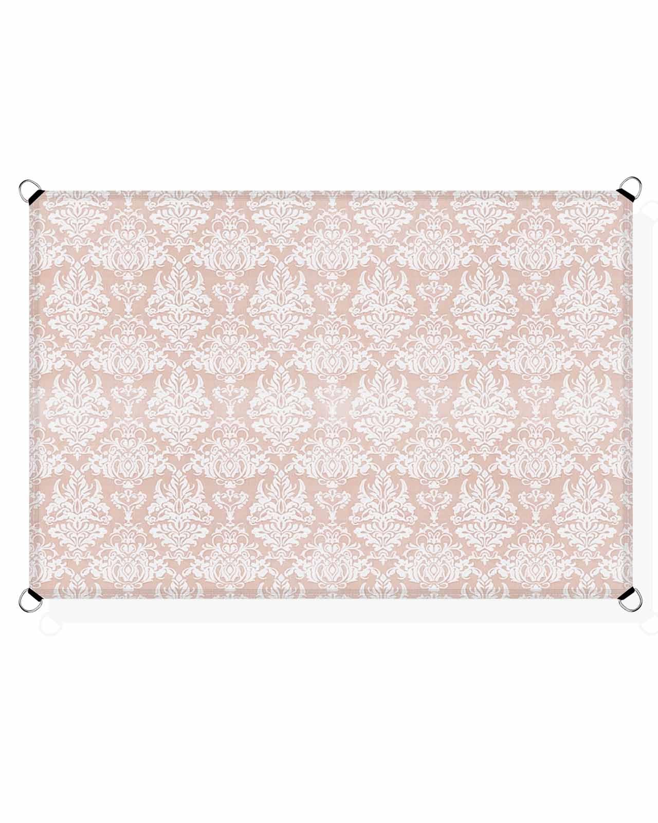 OComster 6.5' x 10' Sun Shade Sail, Boho Pink Geometric Rectangle Patio Shade Canopy, Abstract Ethnic Tribal Floral Waterproof Outdoor UV Block Sunshade for Garden Porch Deck Backyard Playground