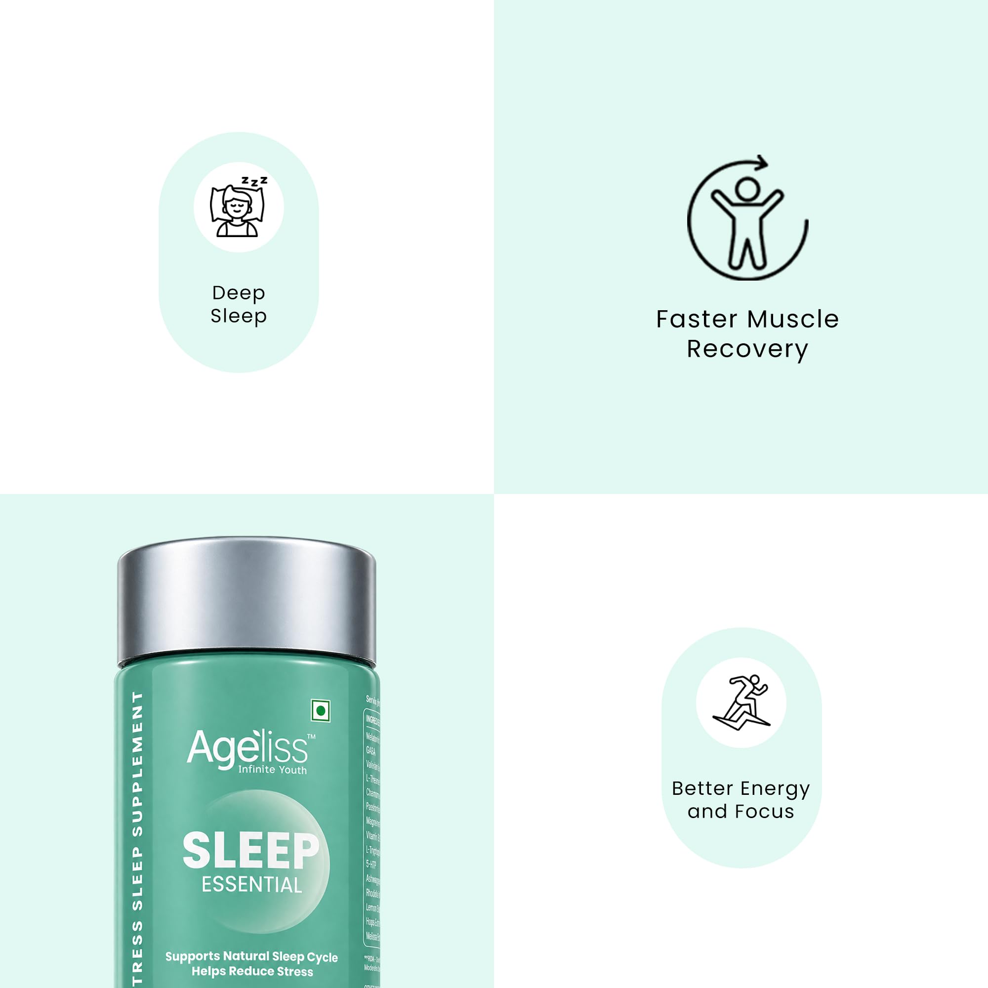 Sleep Essential Capsules – Natural Sleep Aid with Melatonin, Ashwagandha, Valerian, Chamomile, L-Theanine & Magnesium | Anti-Stress & Relaxation Supplement | GMP Certified, Heavy Metal Free | 60 Veg Capsules — Amazon image 2
