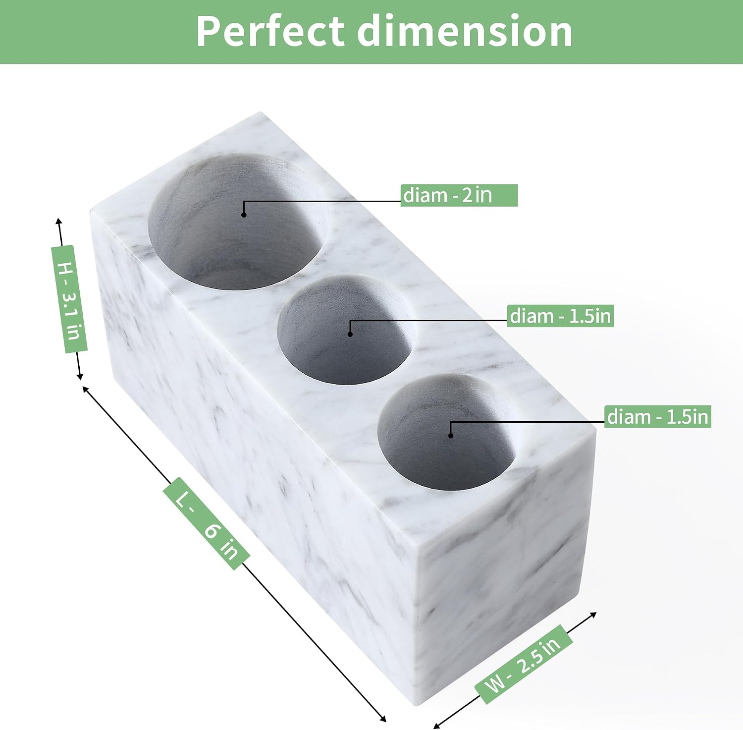Natural Marble Toothbrush Holder with Slots – Through-Hole Drain, Non-Slip