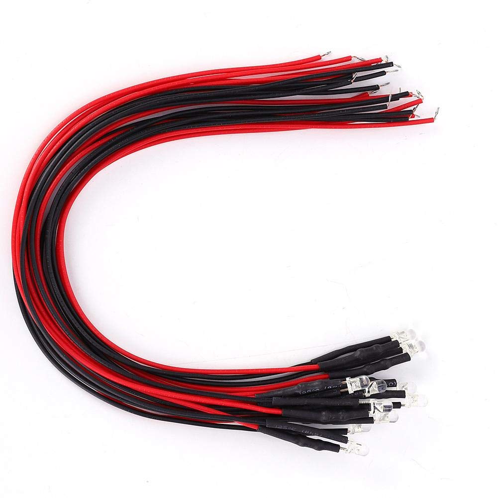 50pcs 12V Led Diodes 3mm Warm White Light Diode Beads Round Head Pre