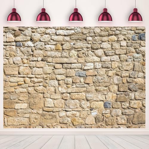 MHLSWY 7x5FT Vintage Brick Stone Wall Backdrop Rock Brick Photography Background Party Newborn Decorations Portrait Photoshoot Banner Home Decor Video Booth Studio Photo Props Supplies