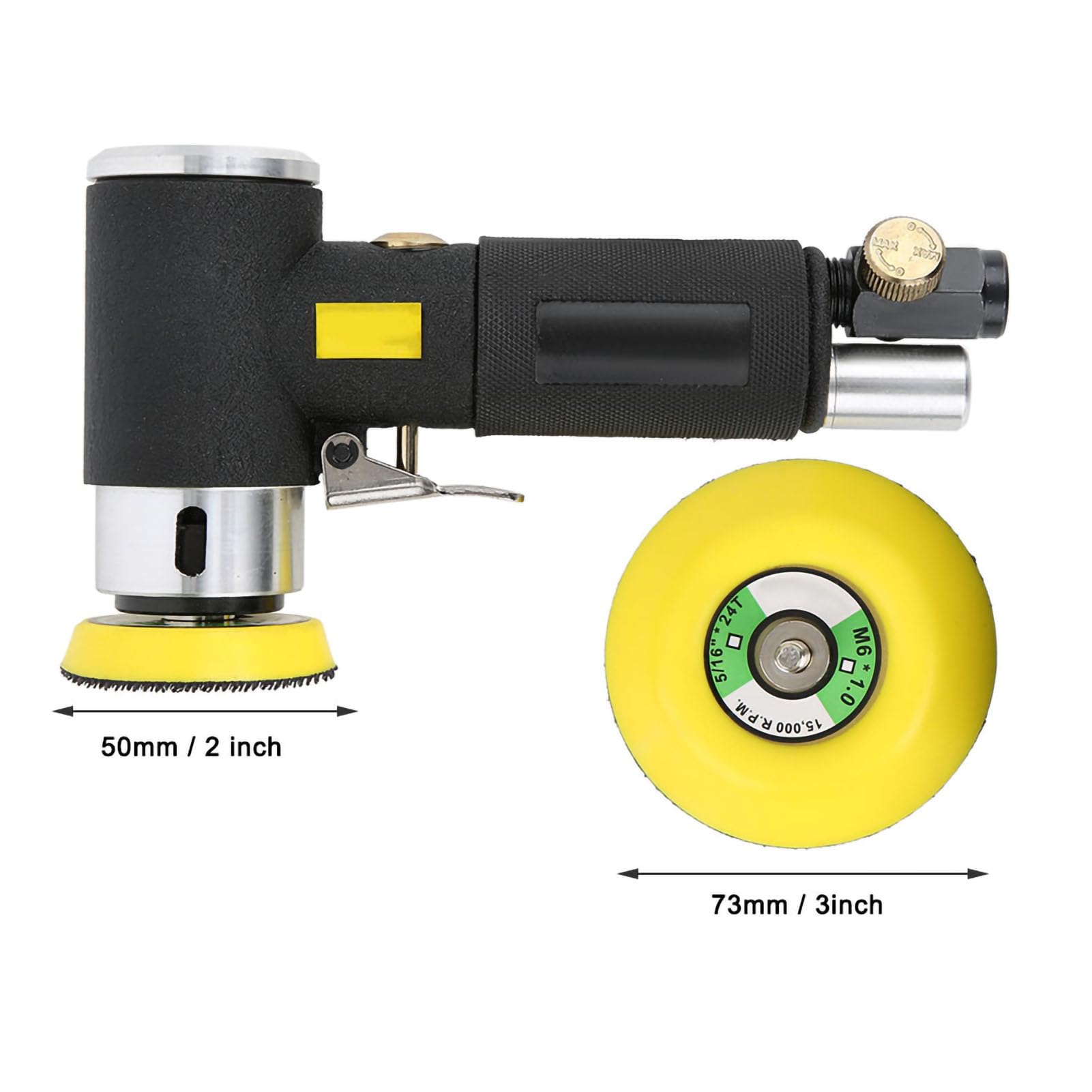 ANKROYU Air Sander, Compact Polishing Machine, Pneumatic Sander, Random Orbital Sander, Pneumatic Sanding Machine for Wood Plastic Metal Rubber