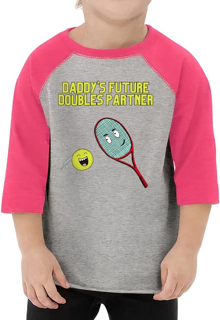 Tennis Racket Toddler Baseball T-Shirt - Best Quote 3/4 Sleeve T-Shirt - Graphic Kids' Baseball Tee