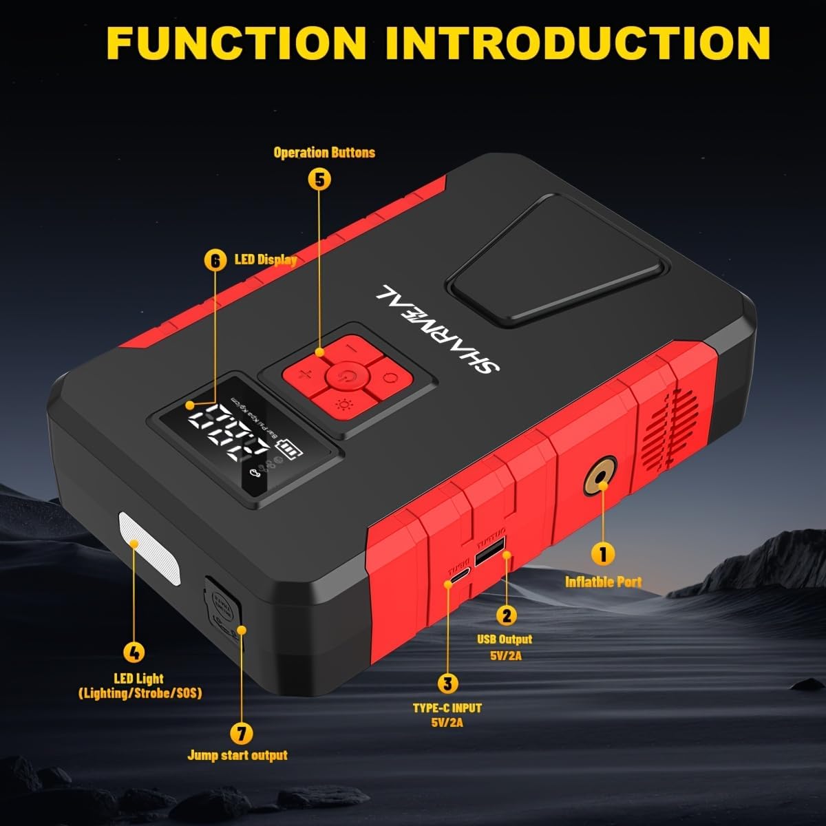 11000A Car Battery Jump Starter 12V Safe Jump Box, Battery Jumper Starter Portable, Car Jump Starter Battery Pack Jumper Cables, Fast Charge, Lights