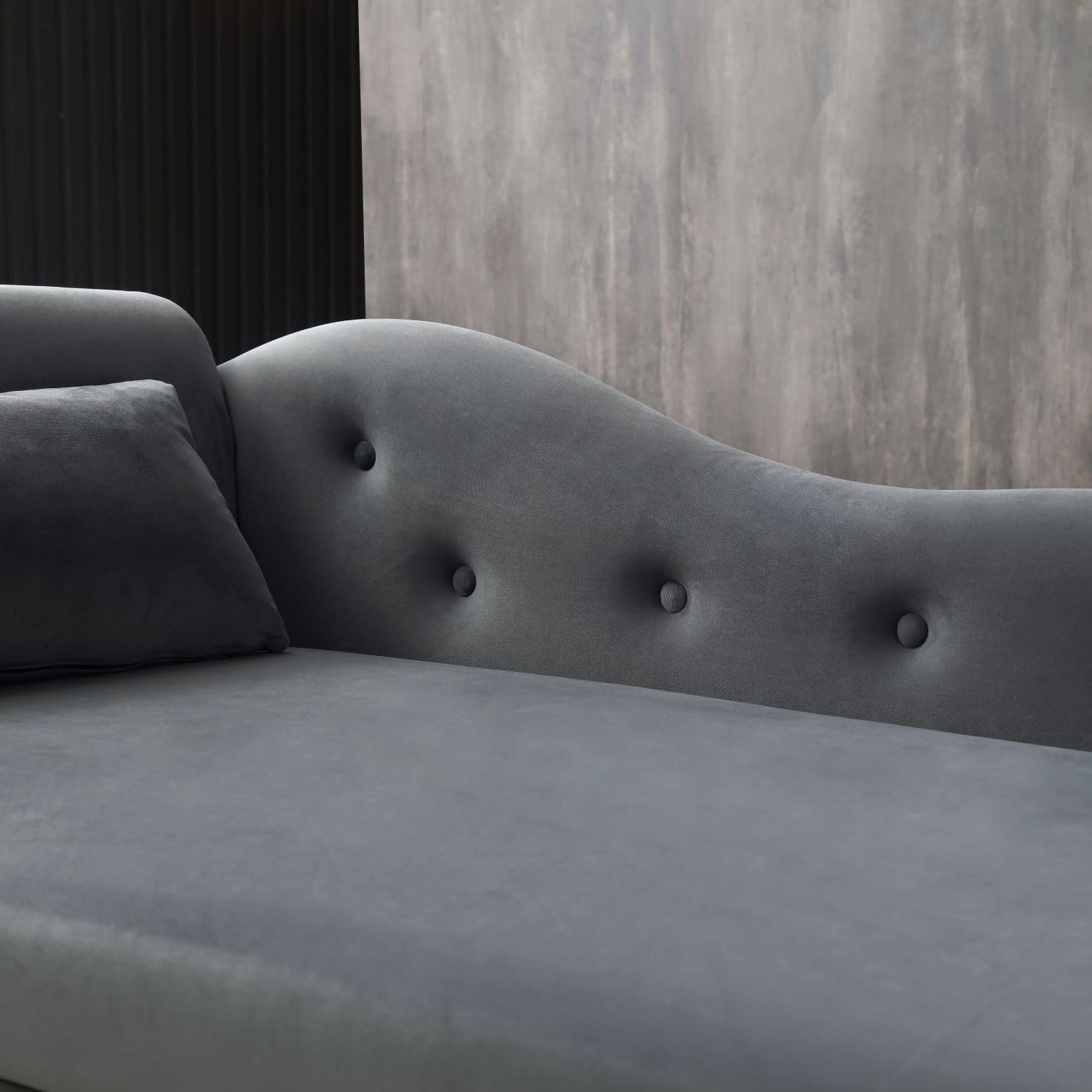 Chaise Lounge Upholstered Velvet Indoor Sofa Recliner Modern Multifunctional Sleeper Storage Chaise Lounge Chair with 1 Pillow and Nailhead Trimmed for Living Room Bedroom Office Grey