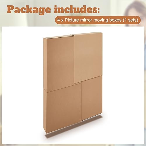 Miniatura 3 de Ireer 2 juegos de cajas móviles grandes para espejo de imagen, caja de espejo grande de 40 x 60 x 3 12 pulgadas, cajas de TV de pantalla plana