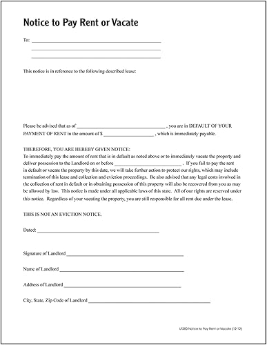 Miniatura 2 de Adams Aviso para pagar alquiler o vacar, formularios e instrucciones [Imprimir y descargar] (LF280), Blanco