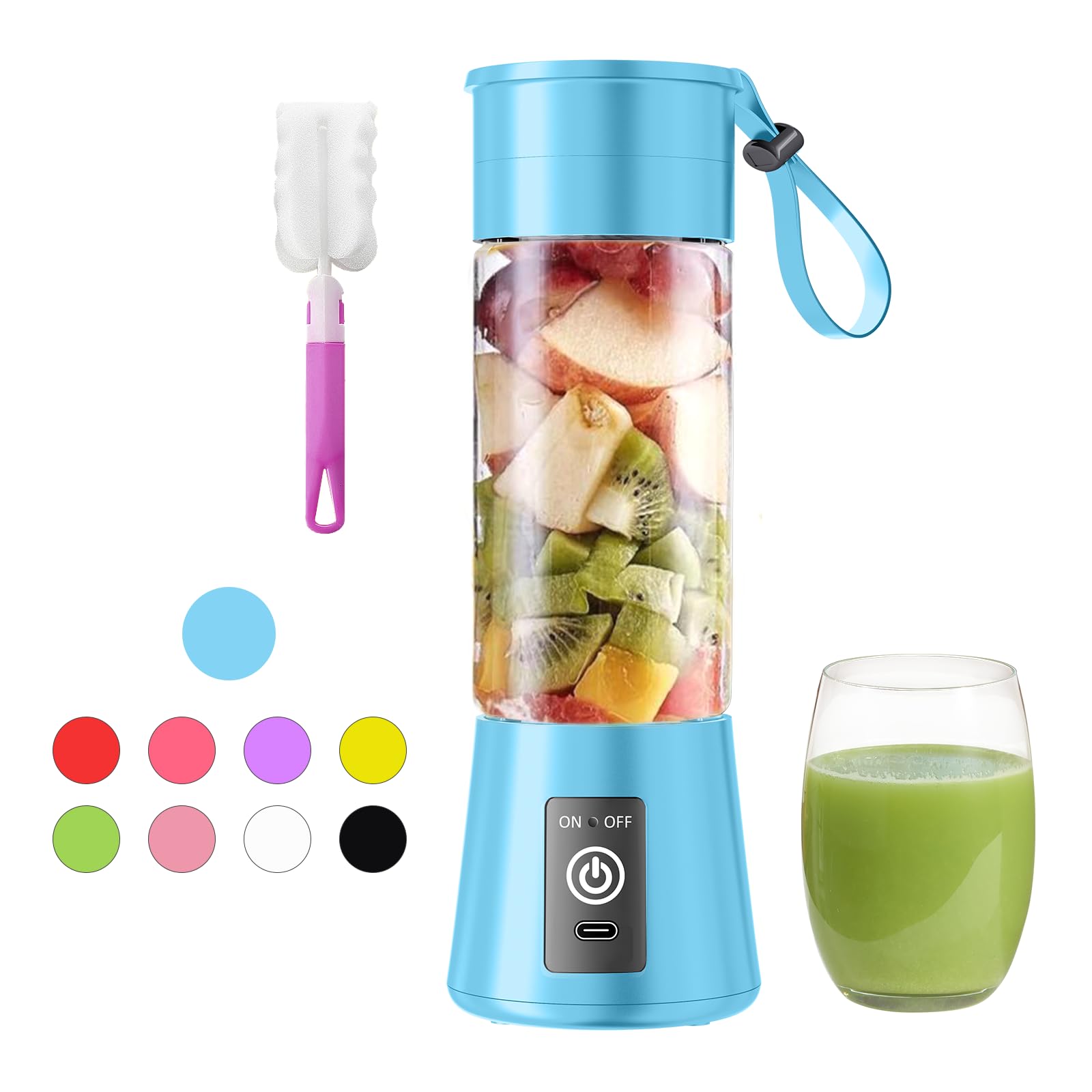 Licuadora personal para batidos y batidos, licuadora portátil con taza de jugo sin BAP de 14 onzas, mini licuadora recargable USB-C inalámbrica para picnic, brotes y oficina