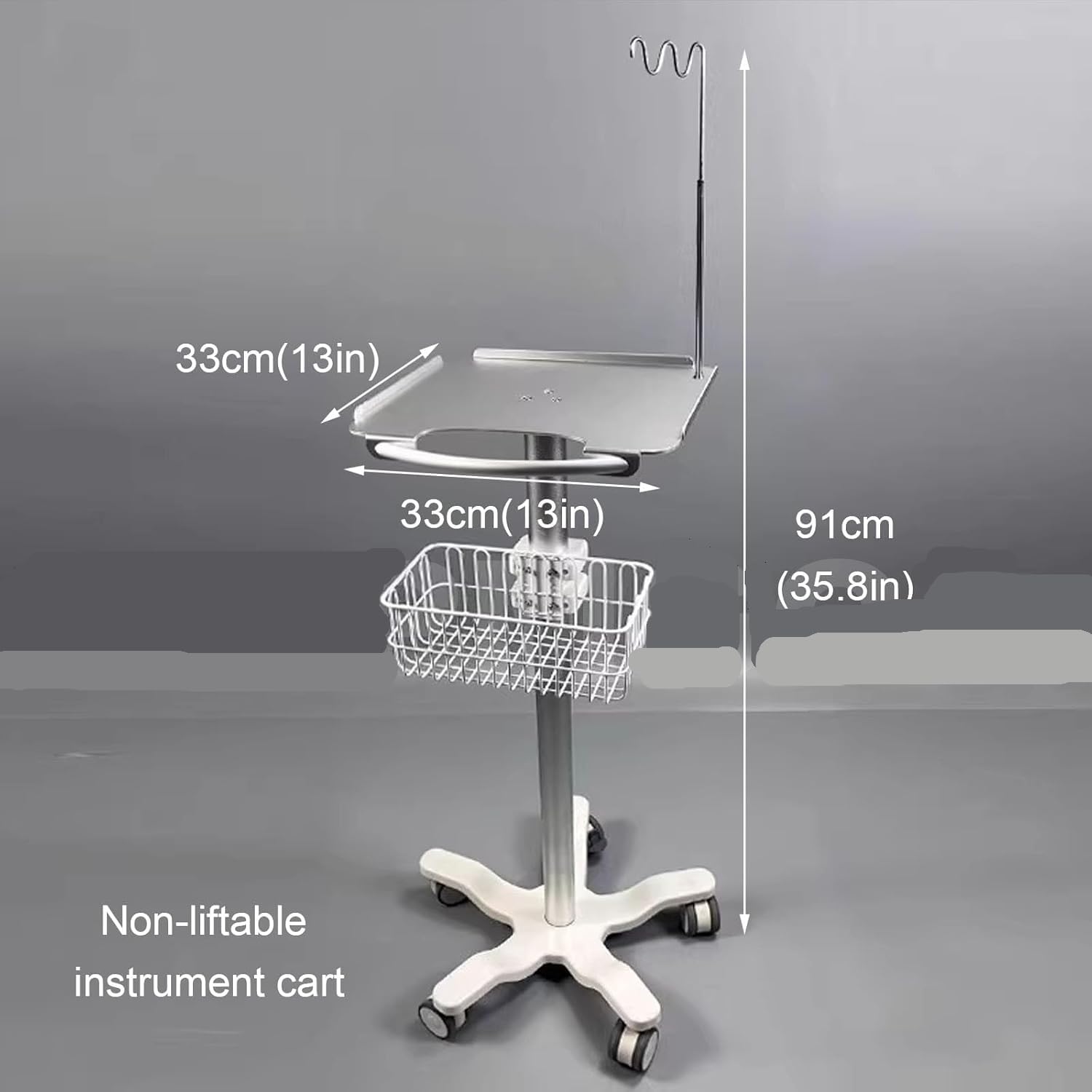 Mobilny wózek medyczny Regulowana wysokość ECG Trolley 33x33cm Aluminiowy pulpit z haczykami do przechowywania kosza do sprzętu kliniki szpitalnej Transport Ciche koła blokujące Profesjonalna klasa