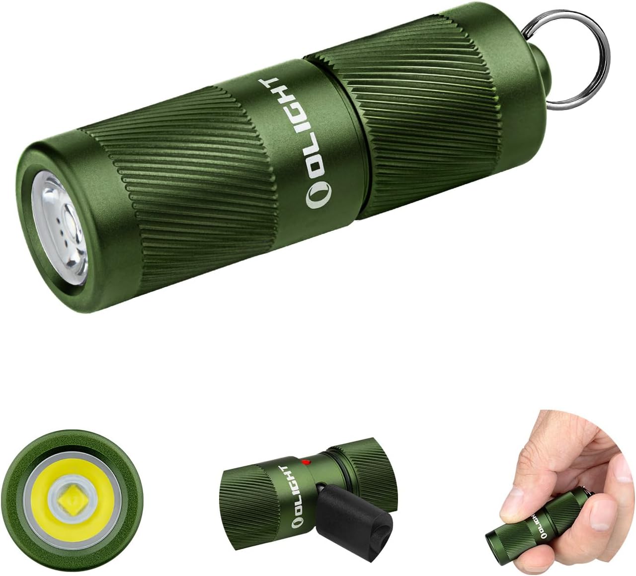 I1R 2 Pro Eos 180 Lumens EDC Rechargeable Keychain Flashlight, Powered by Built-in Rechargeable Battery with Type-C USB Cable, Slim Mini Handheld Light for Everyday Carry (OD Green)