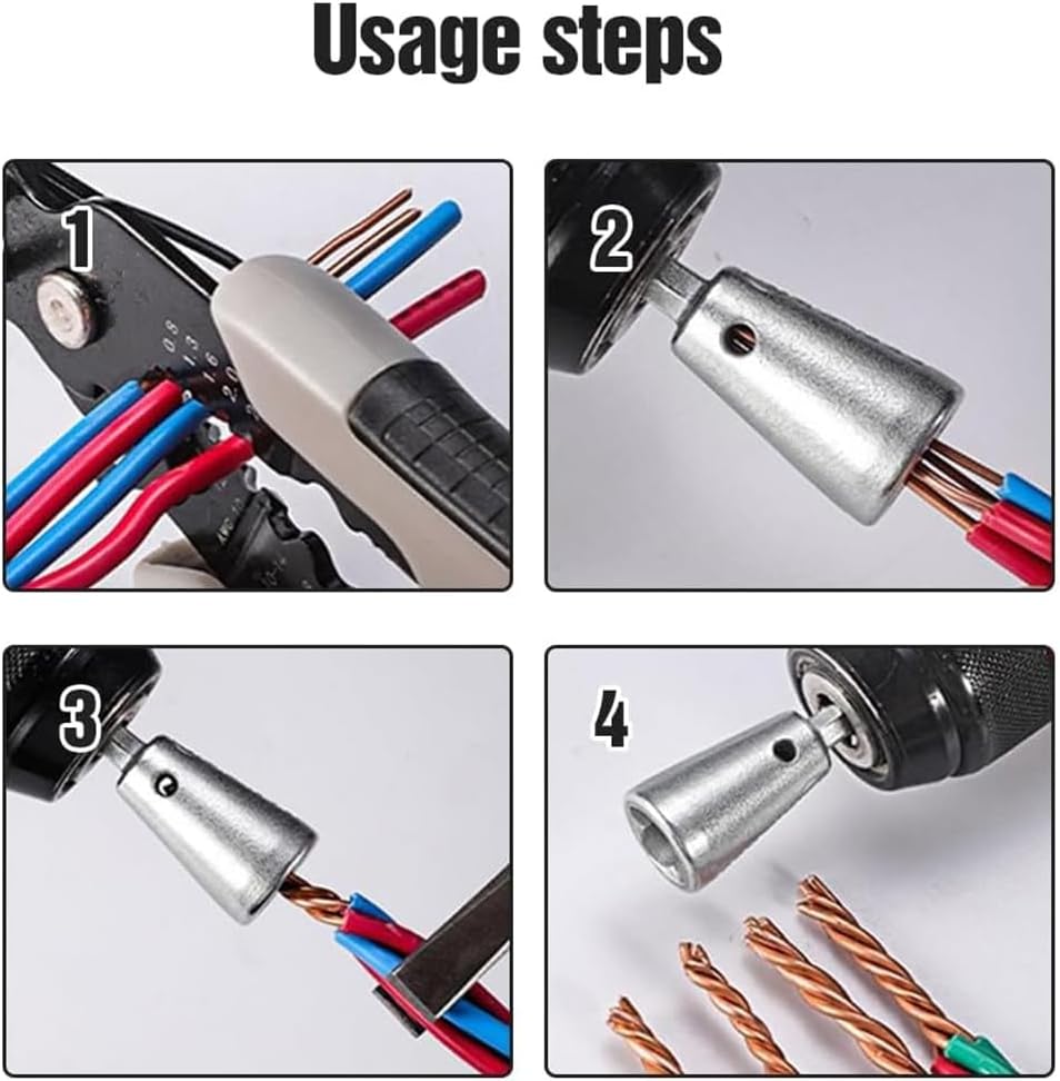 New Electrician's Fast Automatic Paralleling Device, Automatic Paralleling Device, Electrician Wire Twisting Tool Wire Twister Wire Connector, Wire Twister Tool for Drill (4 Pcs)