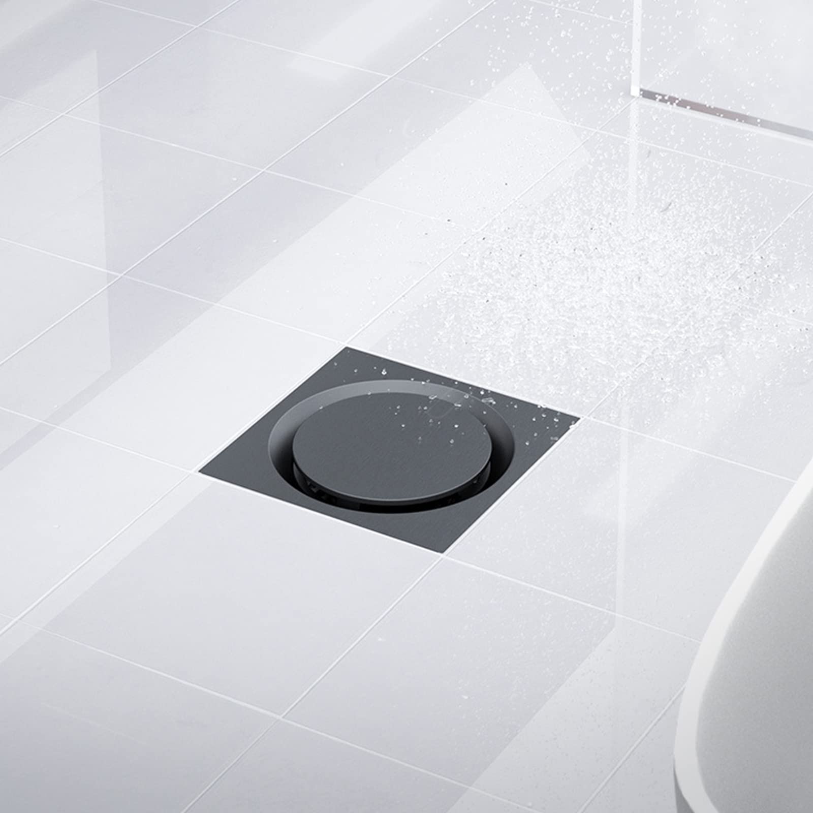 Caniveau de douche pour douche à l'italienne moderne laiton gris pistolet