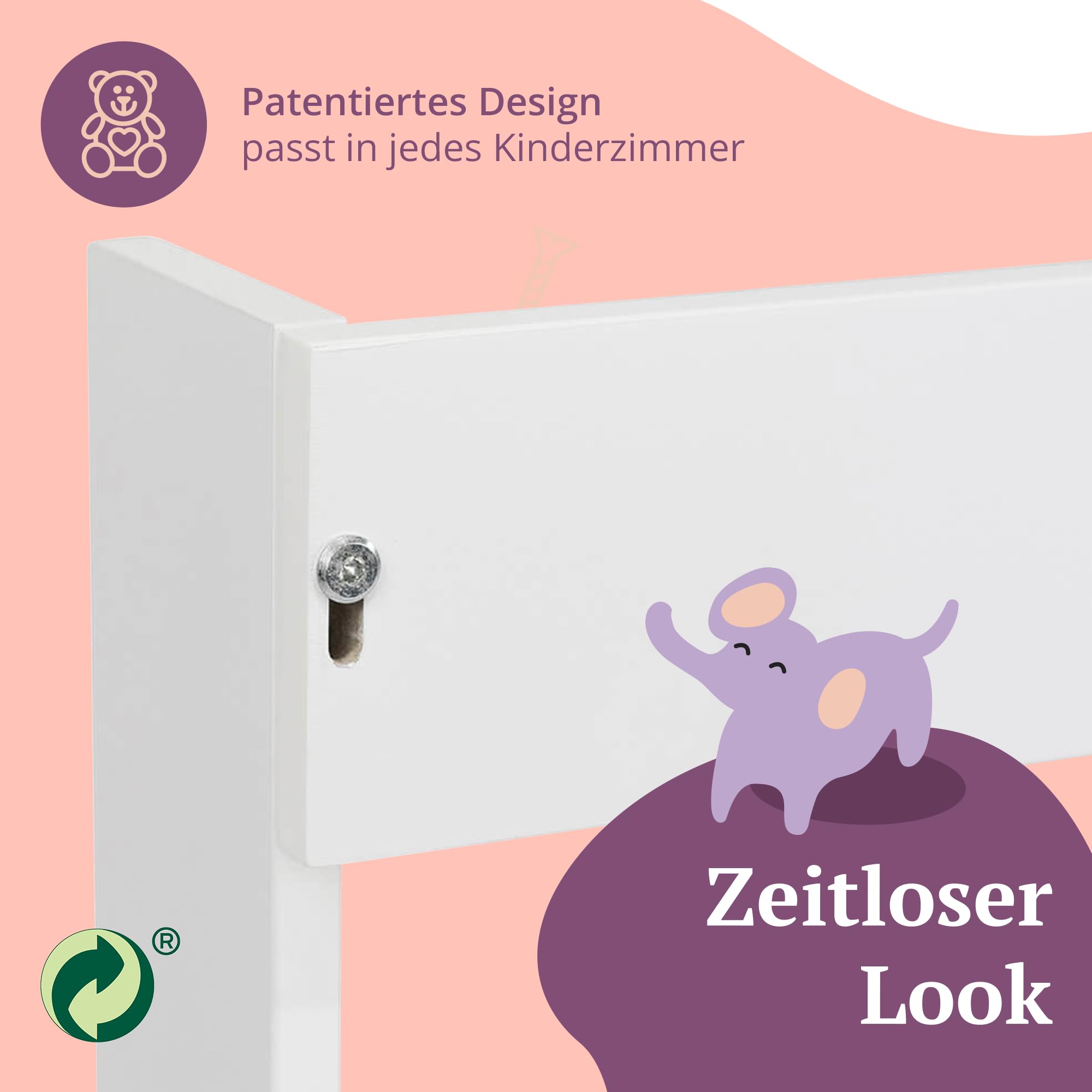 Puckdaddy® Wickelaufsatz Espen, für Malm Kommode, Weiß, Kinderzimmer