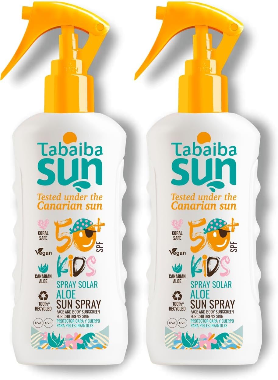 Tabaiba Sun Aloe Vera Lot de 2 crèmes solaires en spray pour enfants SPF 50+