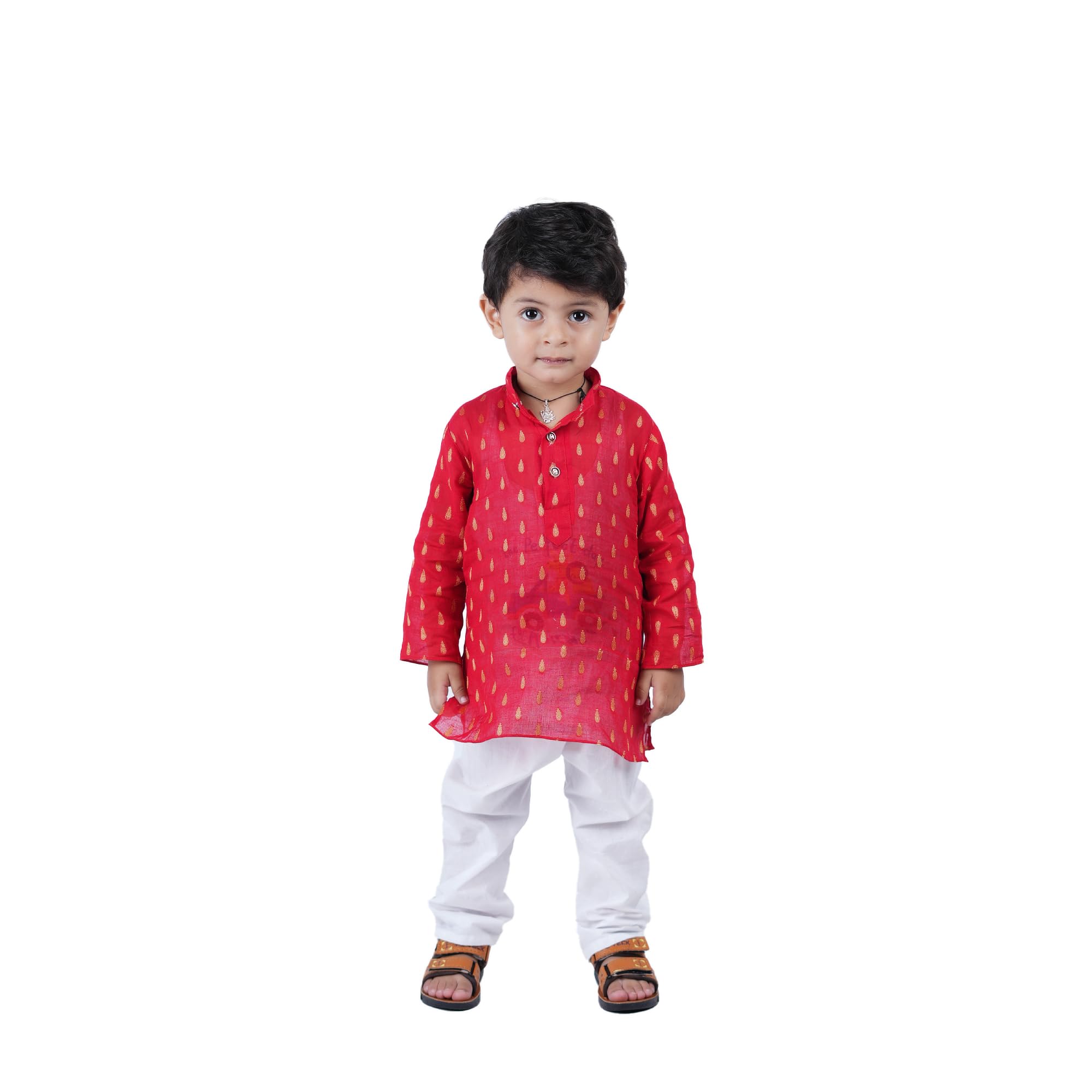 Baby Boys Kurta and Pyjama Set - Red & White - Regular-Fit - 3-4 Years - ZA00983-image-2