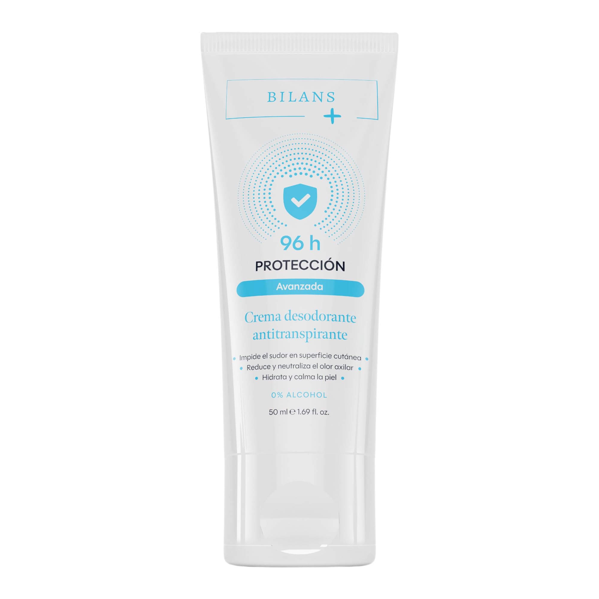 BILANS+ Crema Desodorante Antitranspirante, 96 Horas de Protección Avanzada, 50 ml