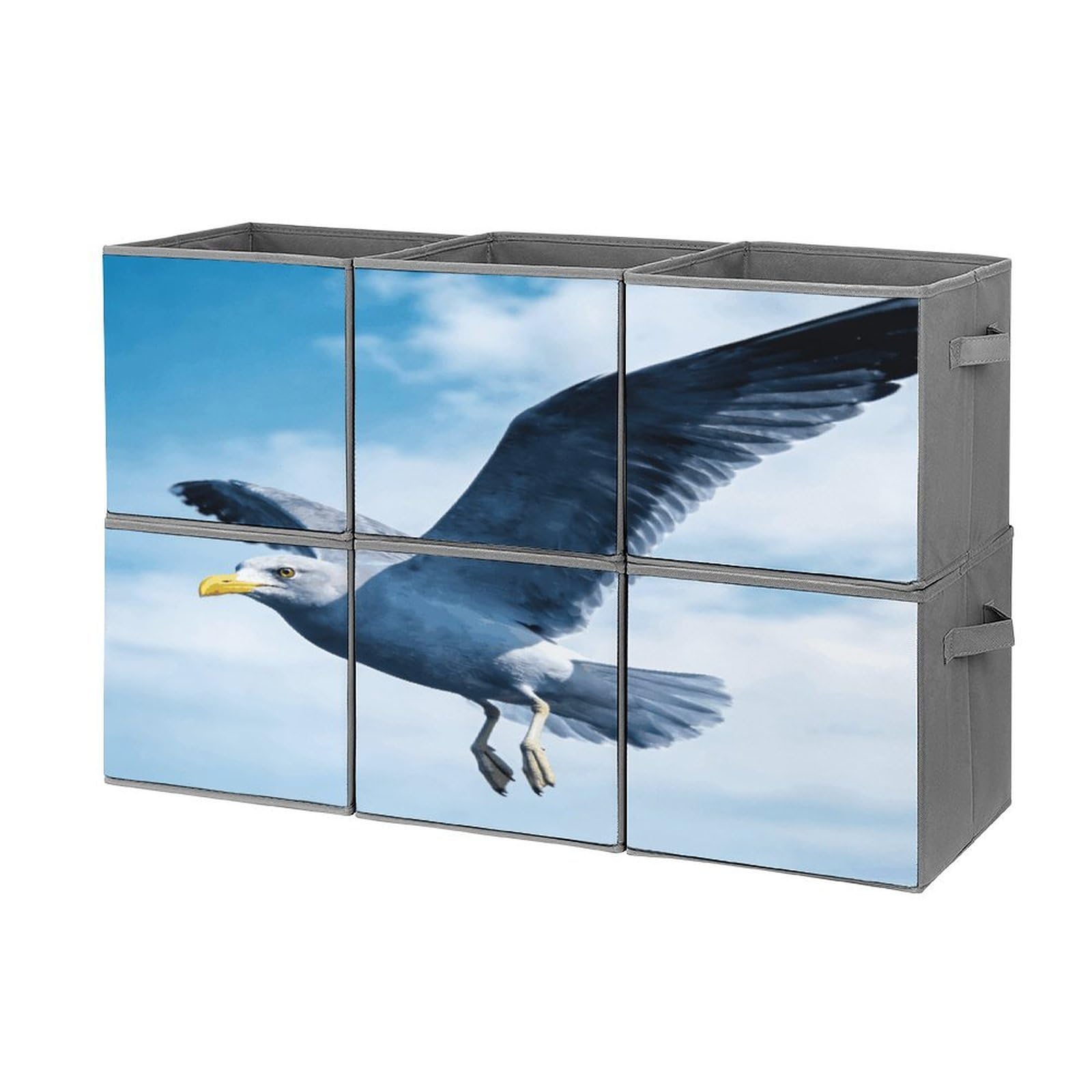 Fodpand Style Seagull Cube Bins With Double Handles,Set Of 6 Cube Organizer, Stackable And Foldable Storage Bins For Organization, Closet, Shelves, Offices