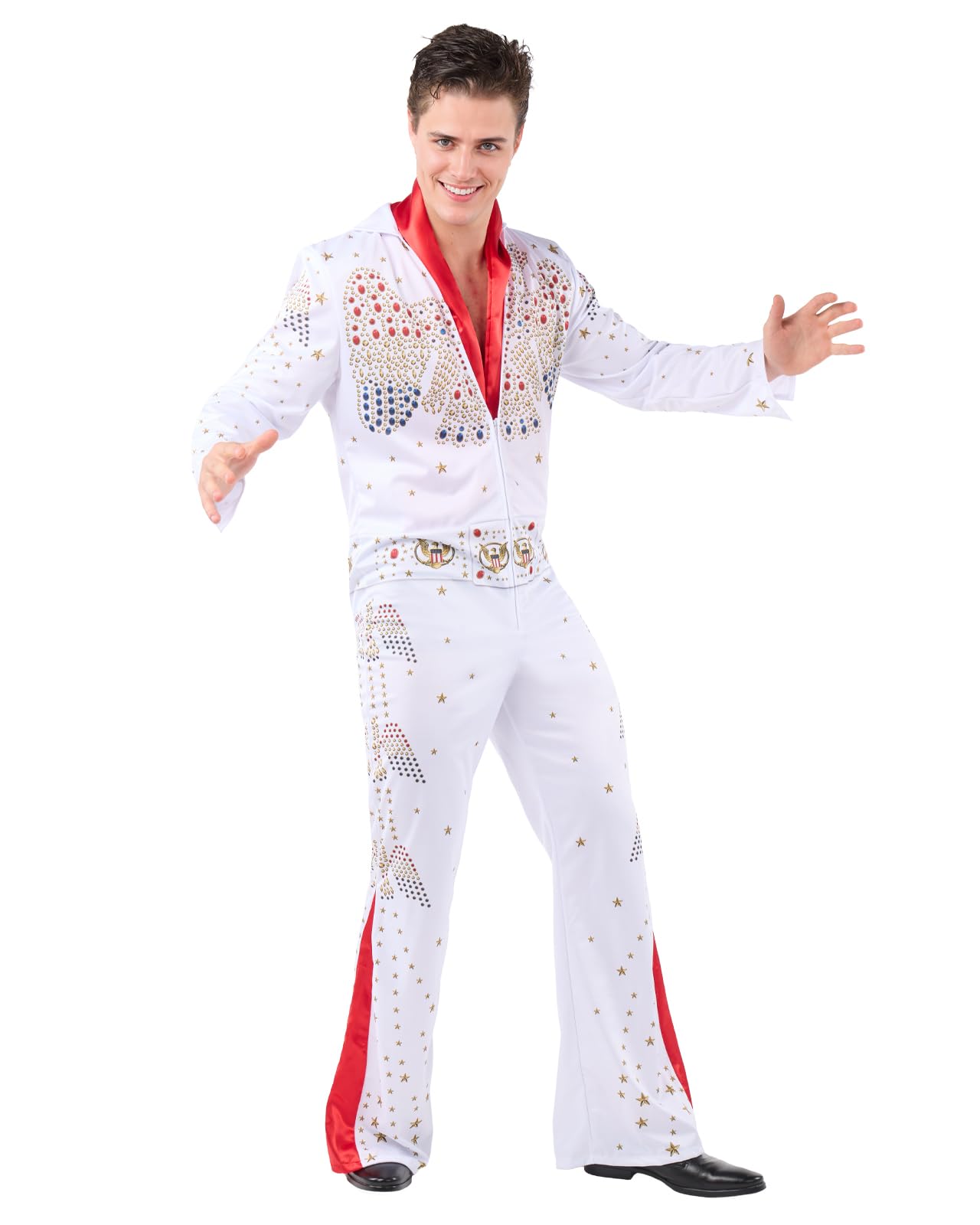 Funidelia Costume de Elvis for adults - Official pour homme Officielle - Inclus jumpsuit and scarf, Taille XXL