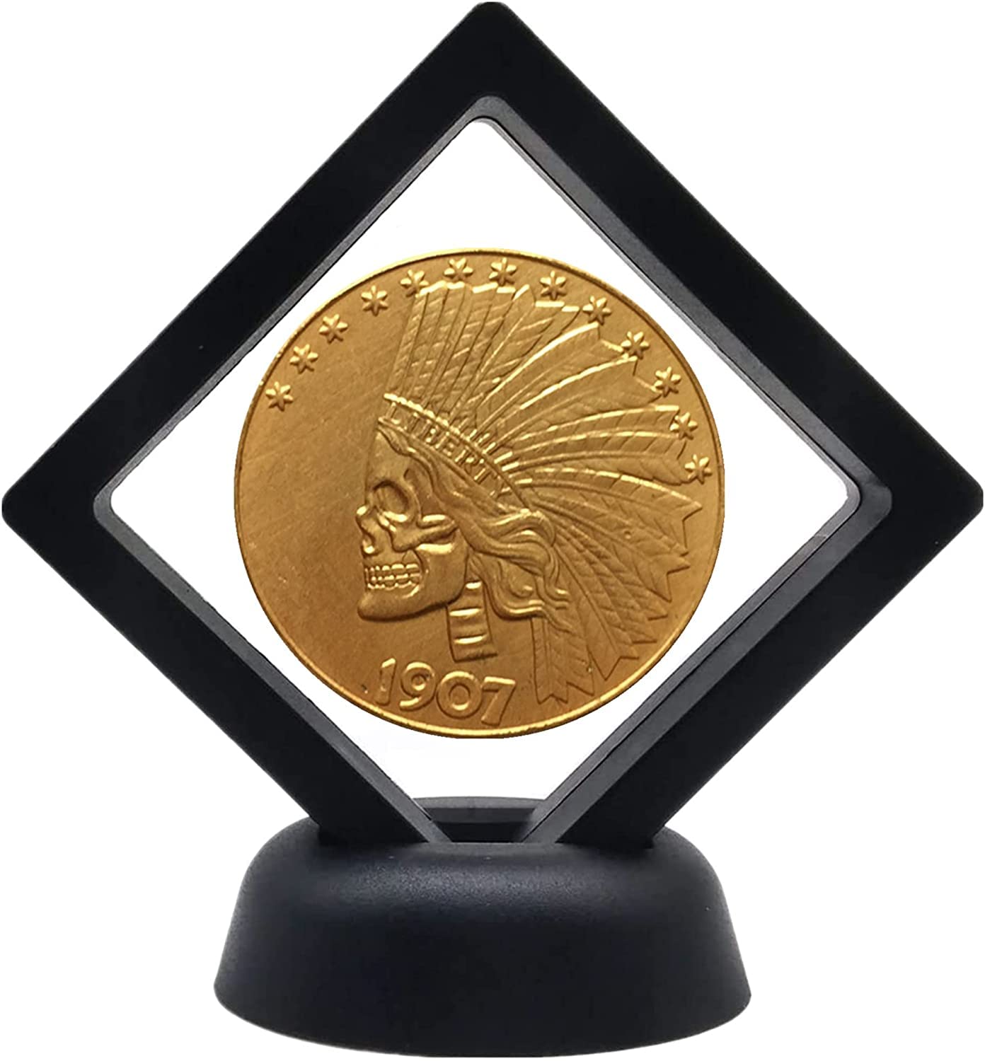 1907 Antique Liberty Indian Head,Ten Dollars Coin,Great American Commemorative Old Coins,US Uncirculated Morgan Dollars,Discover History of USA Coins (Gold Coin+Display Case)