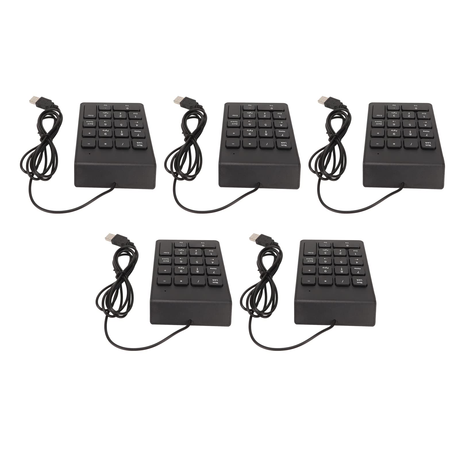 Acouto Przewodowa Klawiatura Numeryczna 18 Klawiszy Ergonomiczny Interfejs USB Typu Plug and Play Ciche Pisanie Klawiatura Numeryczna do Komputera Stacjonarnego Laptop 5 Sztuk Zmniejsza Obciążenie