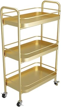 FEELIN Fruit Basket for Kitchen Kitchen Movable Shelves Home 3-Layer Dishes and Condiments Car Bottom Storage Rack Shelf with Casters Kitchen Gadgets