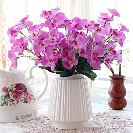 Amazon.com: Jarrones decorativos artificiales de flores moradas