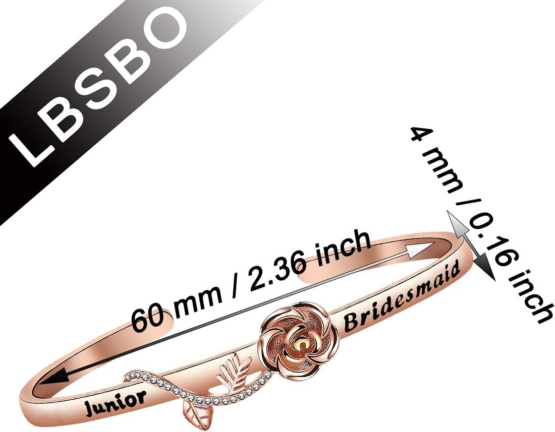 CENWA Junior Bridesmaid Bracelet Junior Bridesmaid Gift Bridesmaid Proposal Gift Junior Bridesmaid Rose Flower Cuff Bracelet