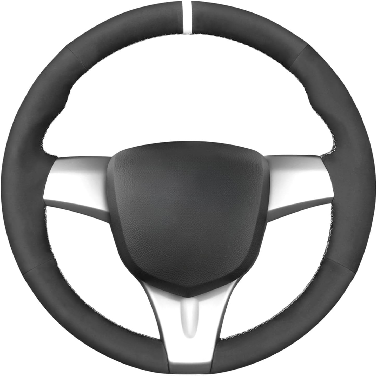 MEWANT Steering Wheel Cover for Chevy Spark/Spark EV Customized Version Steering Wrap Made of Genuine Leather&Suede
