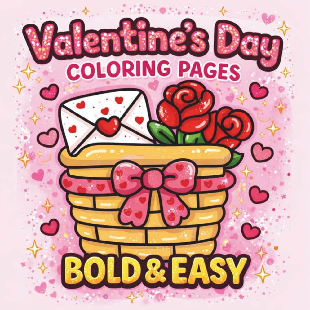 Bold & Easy Valentine’s Day Coloring Book for Kids: A Fun and Stress-Free Valentine Coloring Book with Thick Lines, No Repeated Images, and Adorable Love-Themed Designs for Little Hands