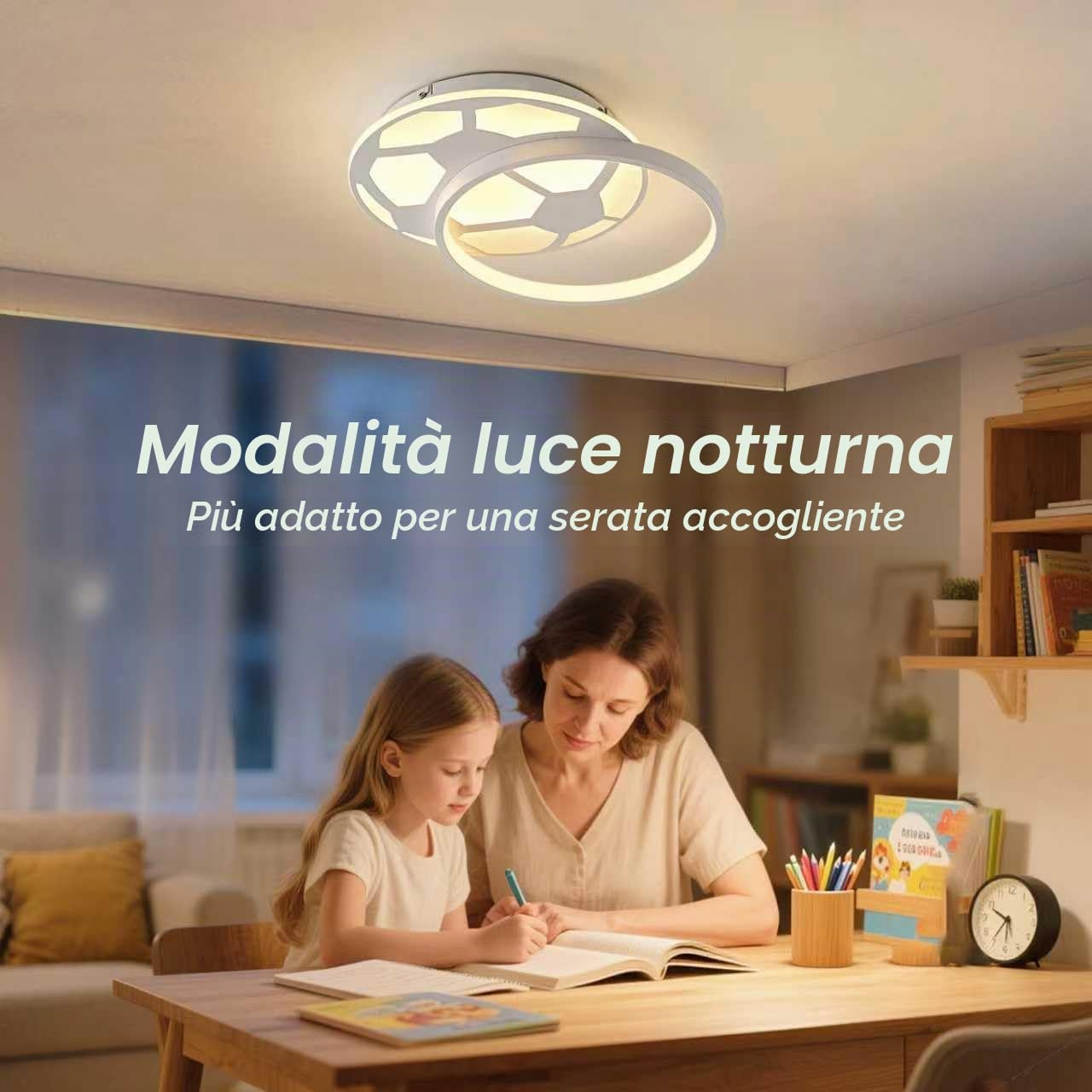 Plafoniera Cameretta Bambini, 40CM Tipo Calcio Dimmerabile Plafoniera LED Soffitto, Lampade a Soffitto Cameretta Bambino con Telecomando e Funzione di Memoria per camera da letto e studi