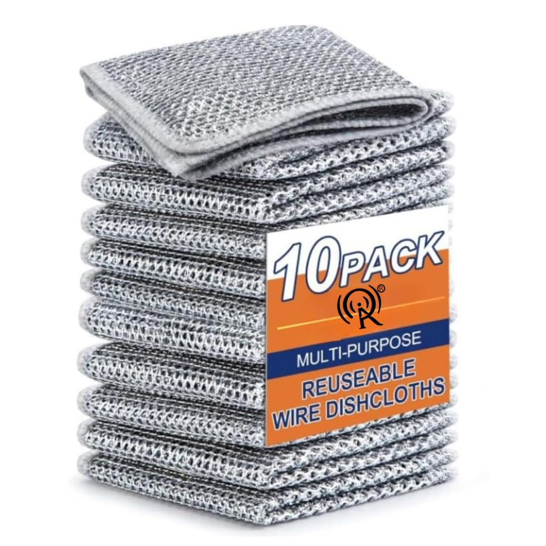 Raxon Innovation Multipurpose Wire Dishwashing Rags for Wet and Dry Stainless Steel, Scrubber Non-Scratch Wire Dishcloth for Washing Dishes Sinks Counters (20cm x 20cm x 0.5cm) (Pack of 10) (B0D48WPMGP) Amazon Price History, Amazon Price Tracker