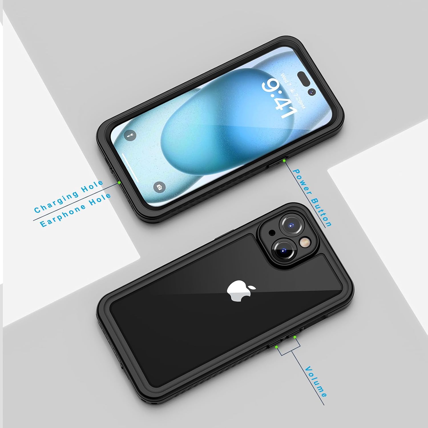 Lanhiem for iPhone 15 Case, IP68 Waterproof Dustproof Shockproof for iPhone 15 Cases with Built-in Screen Protector, Protective Heavy Duty Rugged Phone Cover for iPhone 15-6.1 inch (Black/Clear) - Image 6