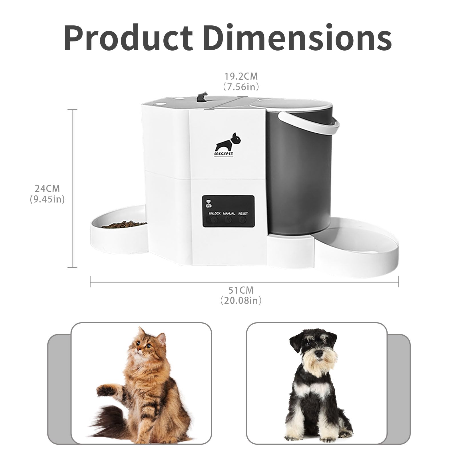 Comedero automático para gatos 5G/2.4GHz WiFi y bebedero 2 en 1 para mascotas, comedero de mascotas de hasta 10 comidas por día, controlado por aplicación, tanque de alimentos de 3 L y tanque de agua