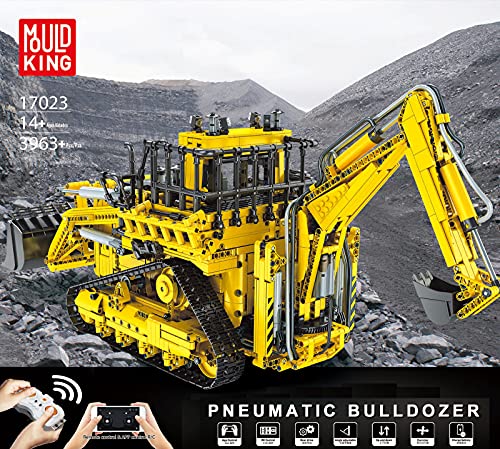 Fawn Mould 17023, Bulldozer Technik Modell, Bagger Bausteine Fernbedienung Bausatz, Doppelschaufel, 3963 Teile mit 6… – Bild 3