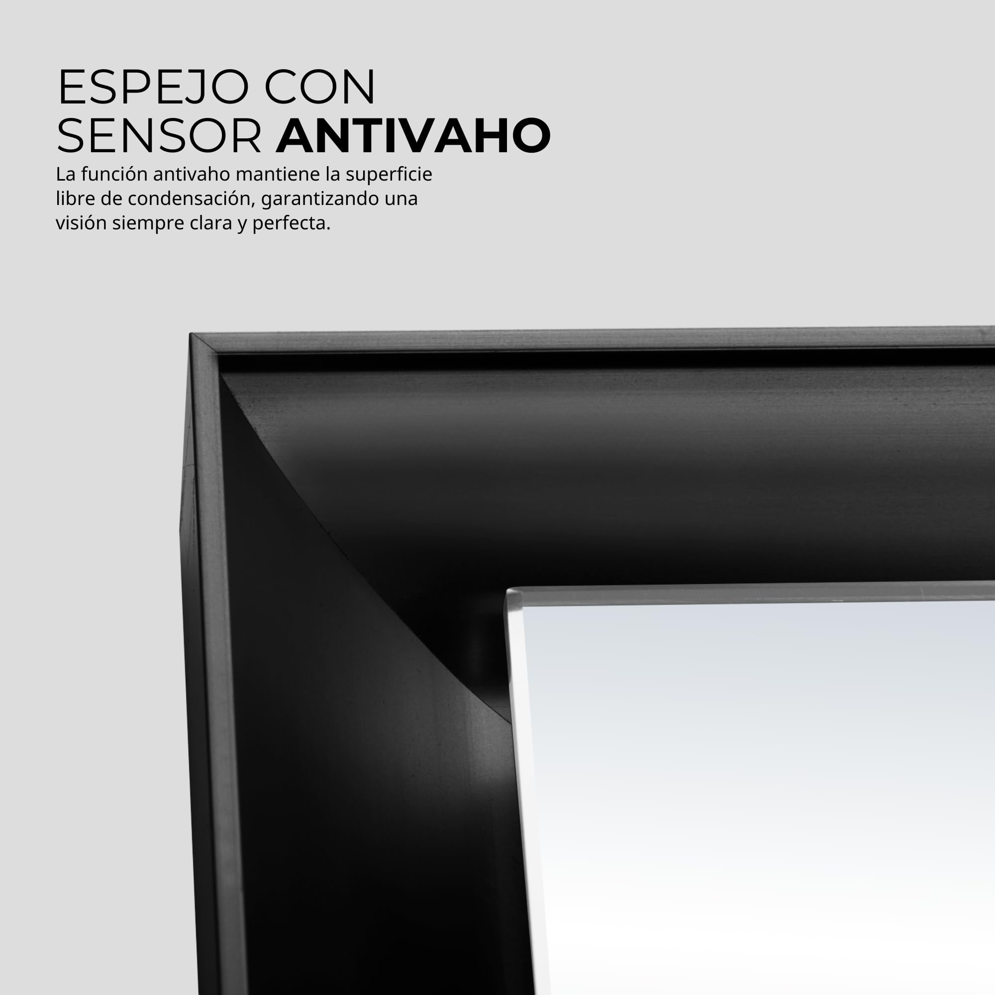 LEDIMEX - Espejo Baño con Luz LED y Antivaho 120x80cm Retroiluminado con Marco Negro Mate | Espejo Inteligente Rectangular con Luz (Cálida, Neutra y Fría) y Sensor ON/OFF | Serie California