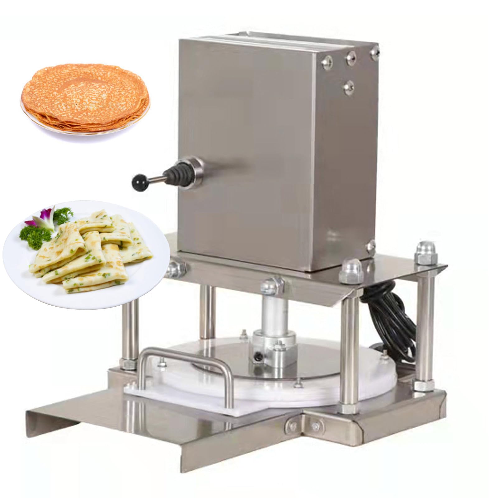 22cm/25cm Electric Pizza Dough Press Machine - Commercial Dough Sheeter Stainless Steel Pastry Pizza Dough Press Making Machine for Home/Restaurant/Bakery - 200-400 Pieces/Hour,25cm