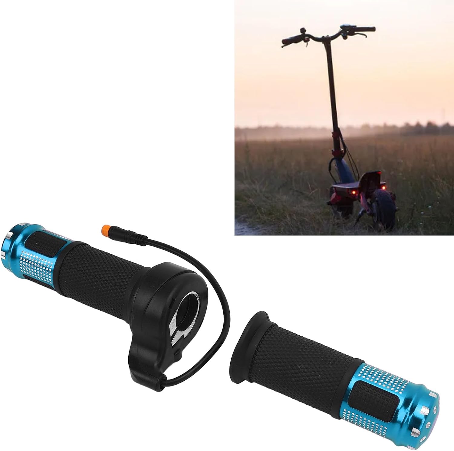 Vikye Twist Throttle Grip for Electric Bike, Full Twist Throttle Handlebar for Waterproofing Accelerators Compatible for SmartGyro Scooters (Blue)