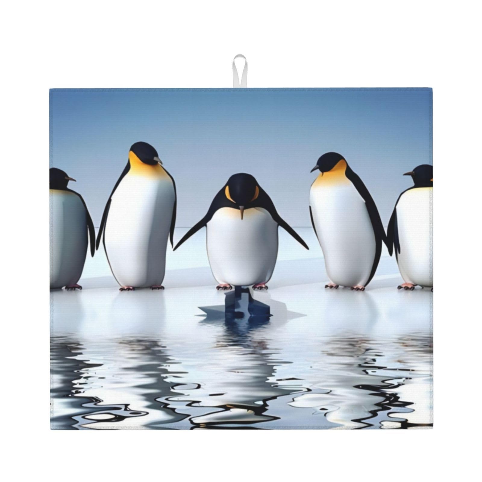 Yyhwhjde Black Penguin Prints Kitchen Drying Mat – Absorbent Dish Throw For Countertop, Non-Slip Layer With Vibrant Prints, Ideal For Housewarming