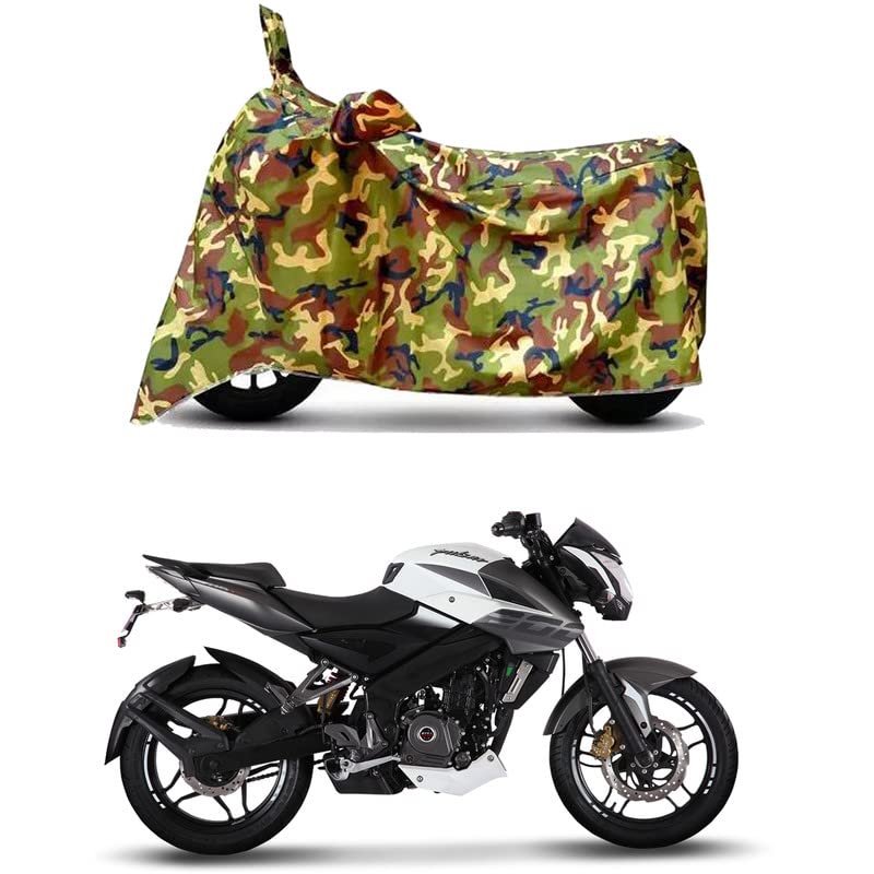 Image of Waterproof 100% PVC Coated Bike Scooty Two Wheeler Body Cover Compatible for Bajaj Pulsar NS200 STD /UV-Rays /Heat Protection /Birds Dropping /Scratchproof /Dust Proof [6X6 Jungle Print]