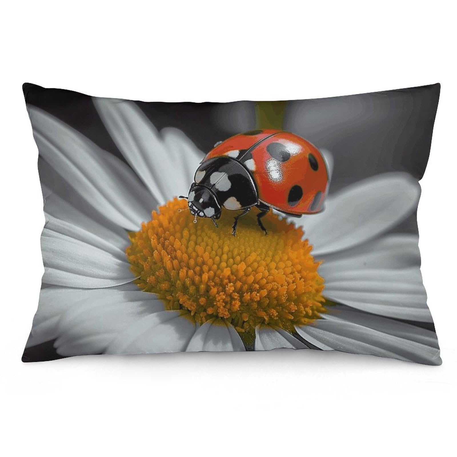 2 Pack Pillow Cases for Hair and Skin, Soft Breathable Pillow Case Covers with Hidden Zipper, Ladybug Daisy Pillowcase 16 "x24 Pillow Covers for Sleeping Gift
